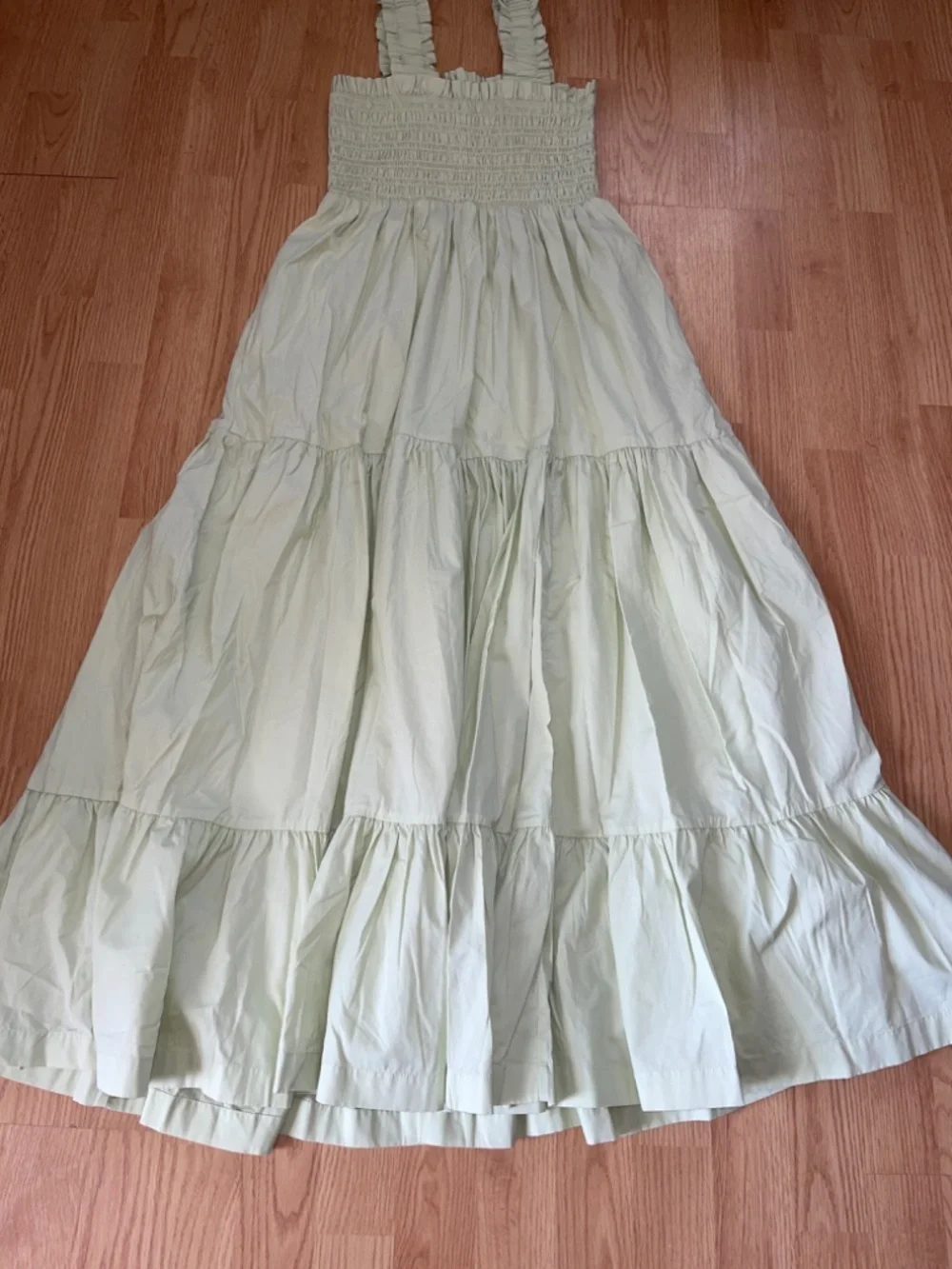 Abercrombie & Fitch Light Green Smocked Sleeveless Tiered Maxi Dress Size Medium - Picture 13 of 15